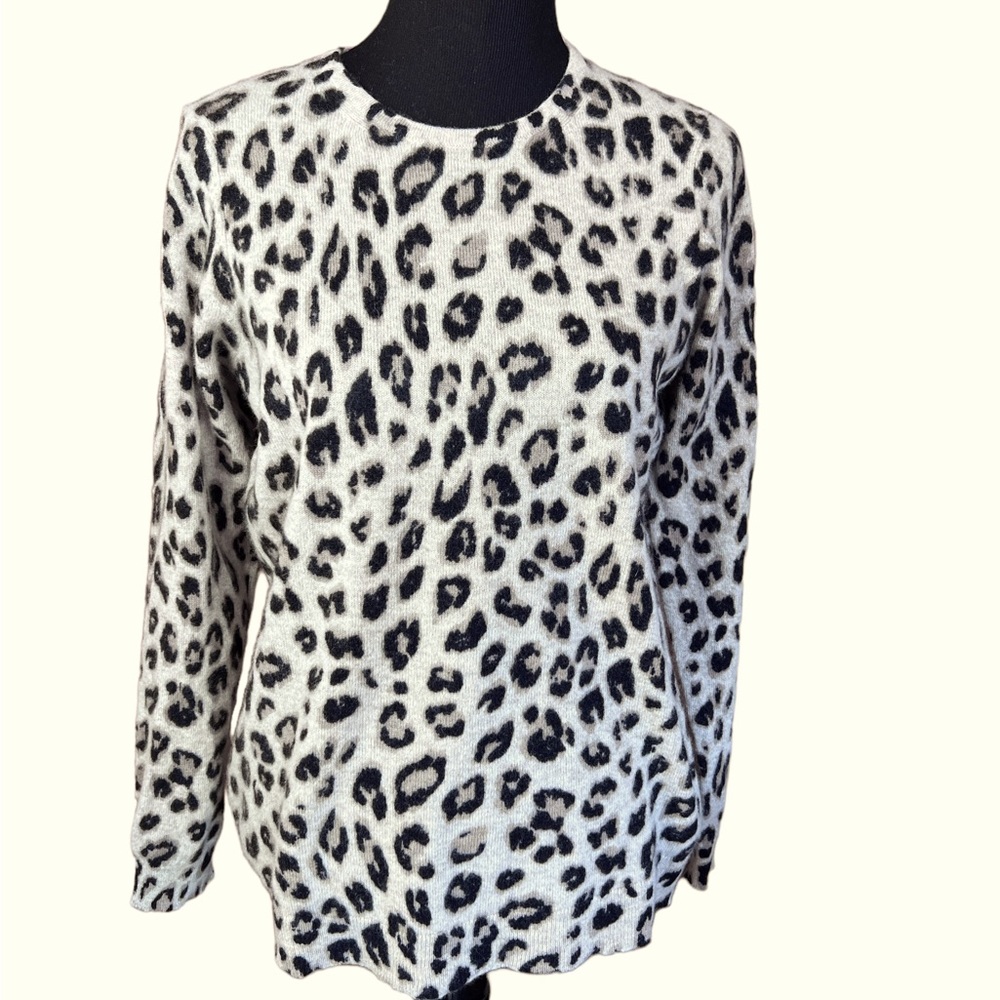 Charter Club Black and White Leopard Print Sweater